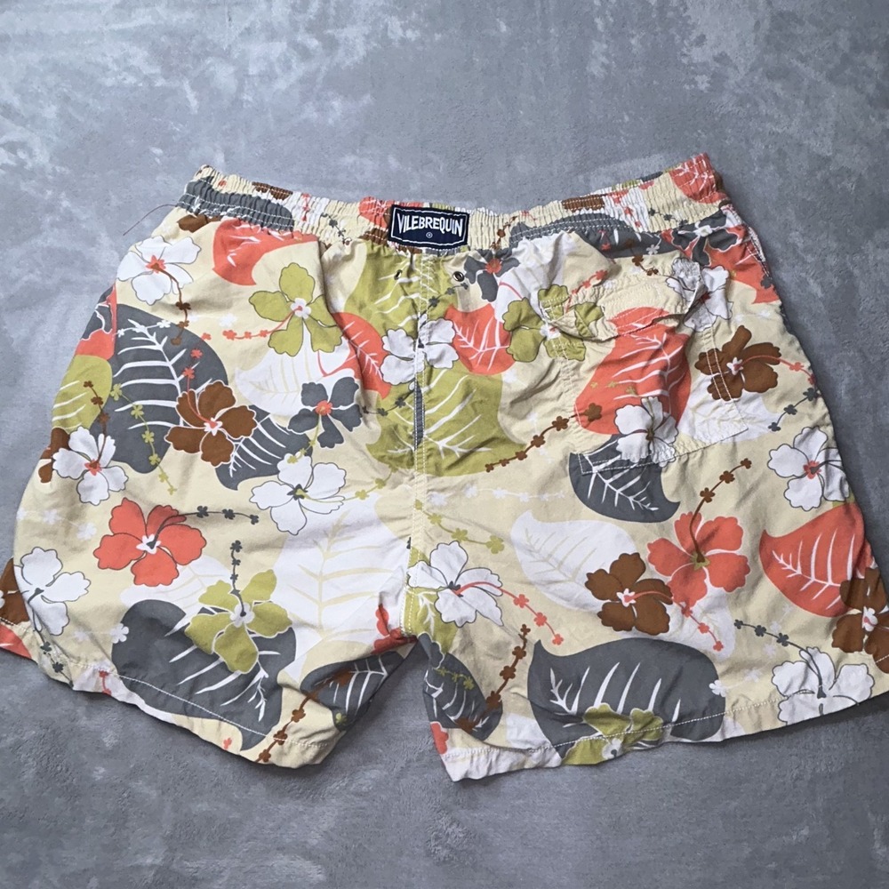 Vilebrequin Swim Trunks Shorts Mens 2XL Floral  Print Mesh Lined 5" Rare unlined